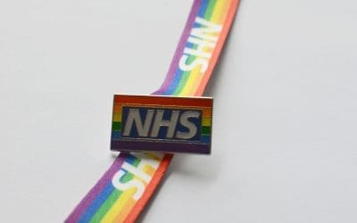 NHS rainbow badges and lanyards